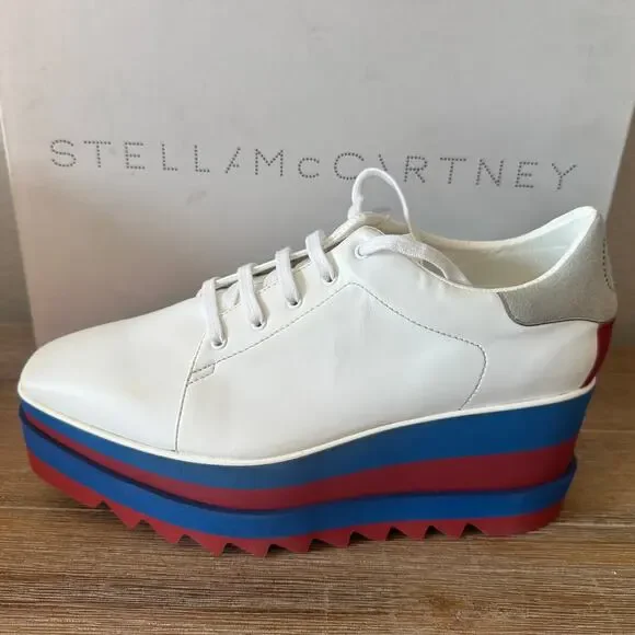 Stella McCartney Sneak Elyse Platforms, Red White and Blue, size 40.5 US10.5 NIB - Picture 6 of 15